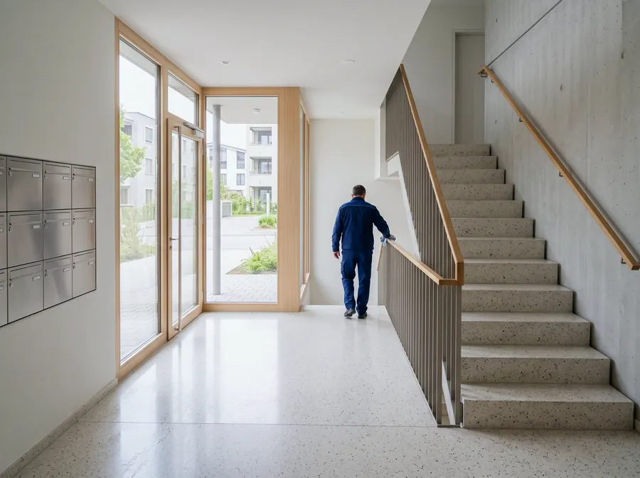 Hall d'entrée et escalier d'immeuble entretenus